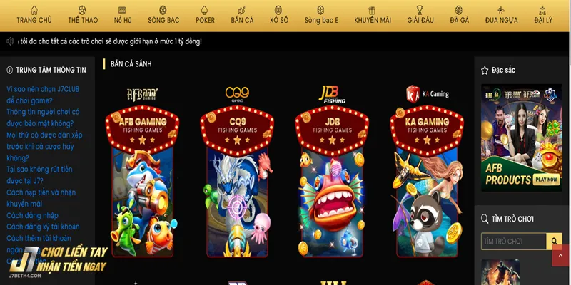 Bắn cá J7bet - Săn thưởng cực đỉnh trong hôm nay Tại sao bắn cá J7Bet lại là một trong các game hot nhất hiện nay?